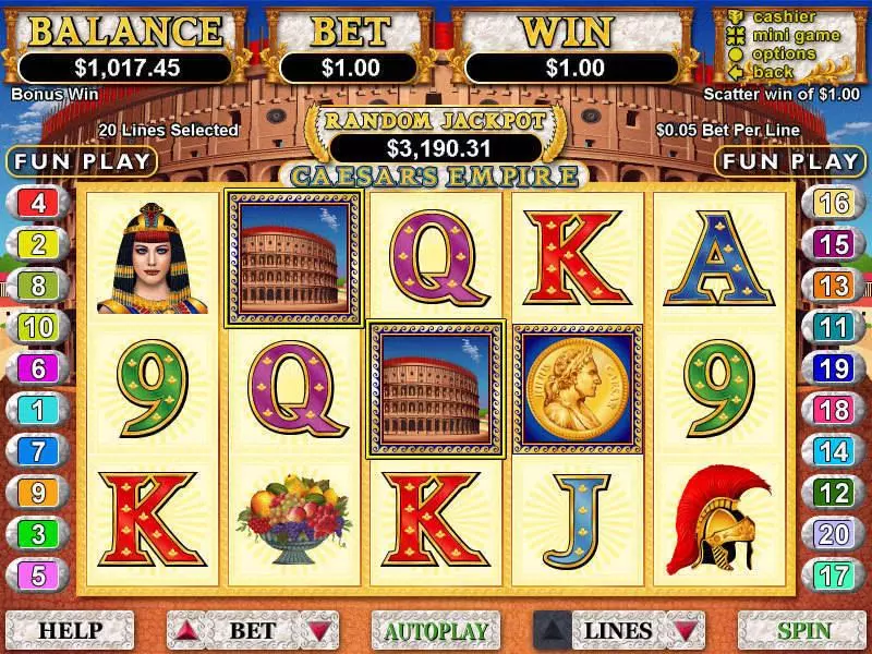 Caesar's Empire RTG Progressive Jackpot Slot