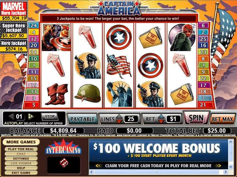 Captain America CryptoLogic Progressive Jackpot Slot
