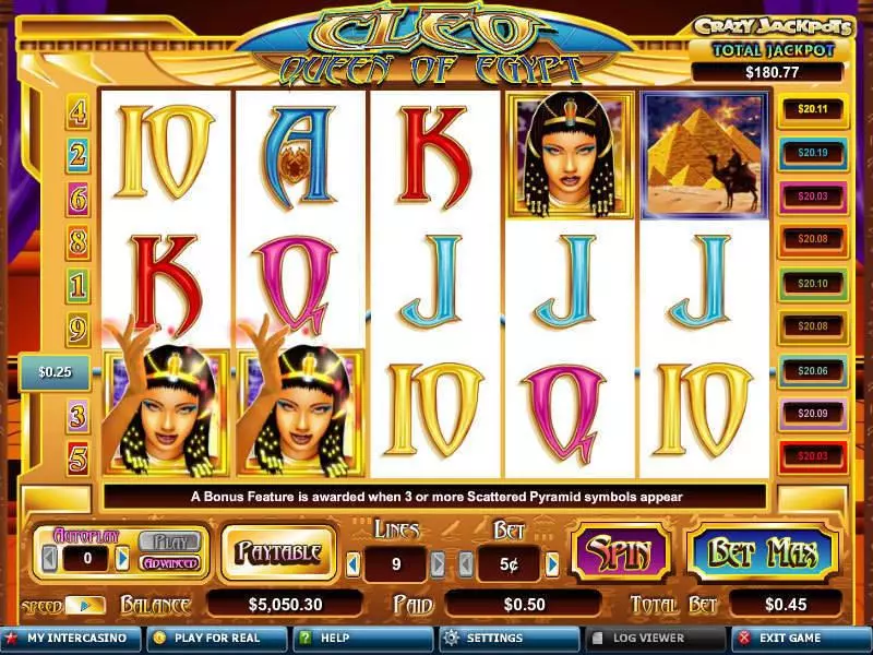 Cleo Queen of Egypt CryptoLogic Progressive Jackpot Slot