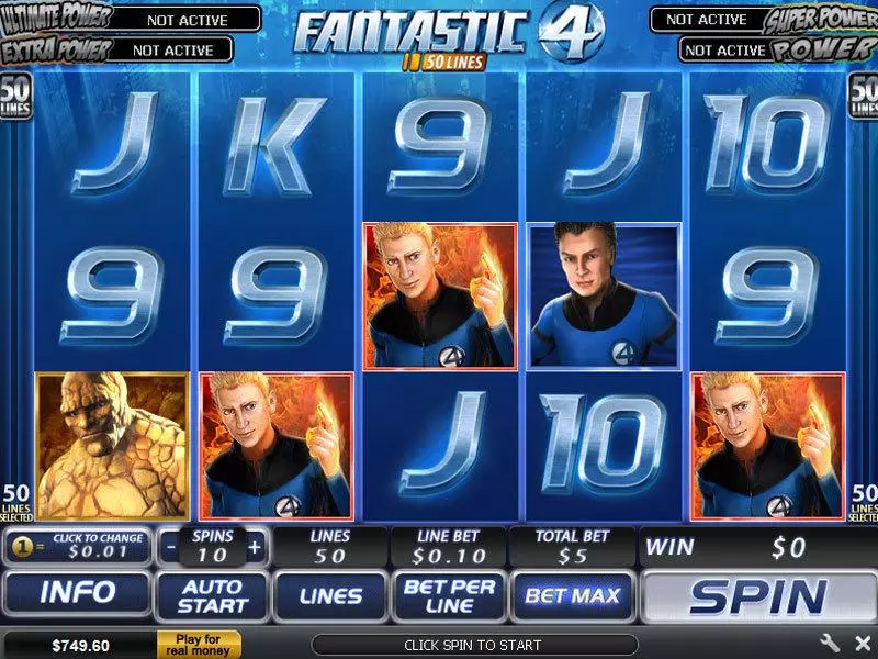 Fantastic Four 50 Line PlayTech Progressive Jackpot Slot