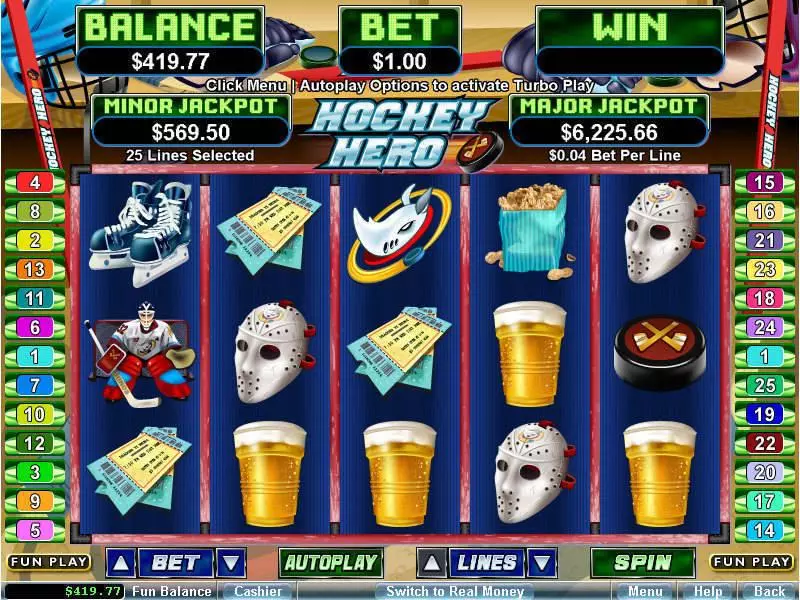 Hockey Hero RTG Progressive Jackpot Slot