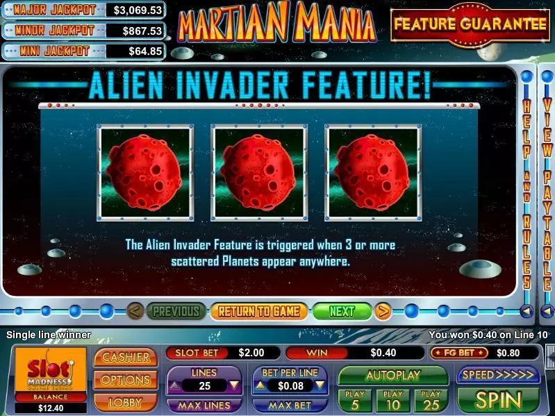 Martian Mania NuWorks Progressive Jackpot Slot