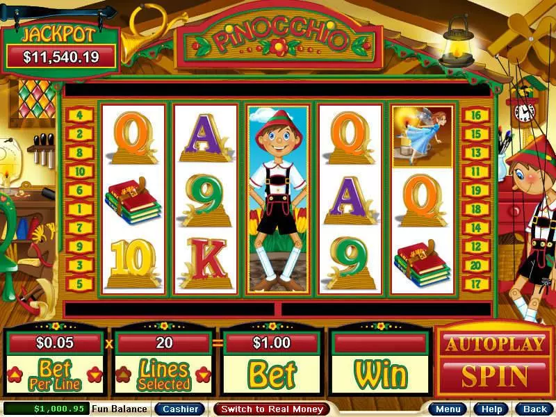 Pinocchio RTG Progressive Jackpot Slot