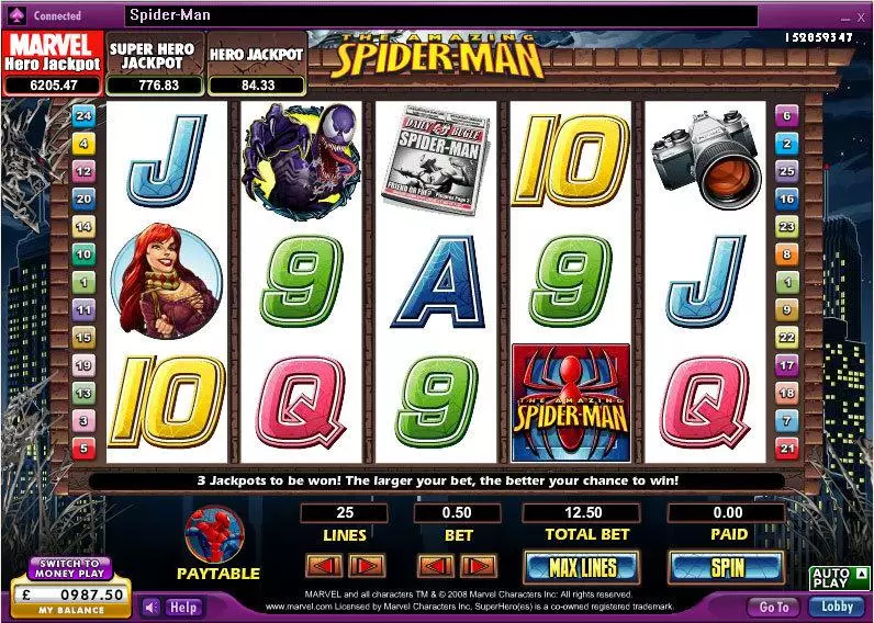 The Amazing Spider-Man 888 Progressive Jackpot Slot