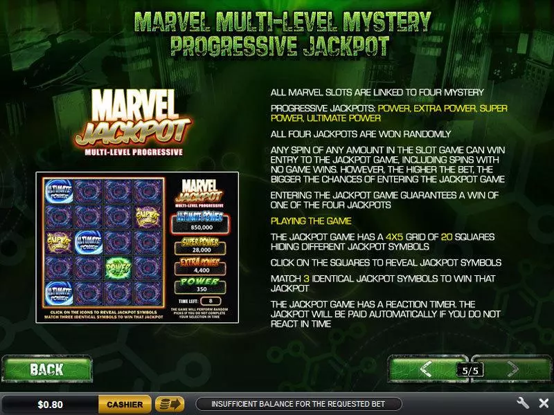 The Incredible Hulk 50 Line PlayTech Progressive Jackpot Slot