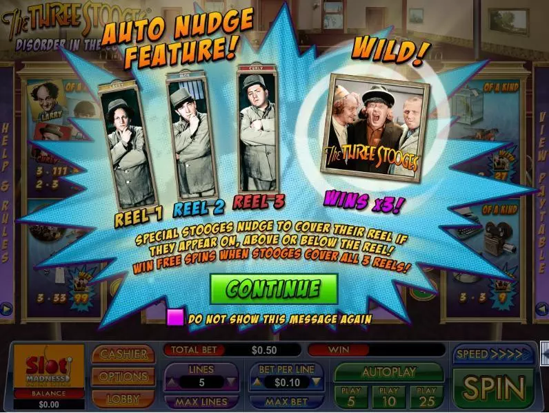 The Three Stooges Disorder in the Court NuWorks Progressive Jackpot Slot